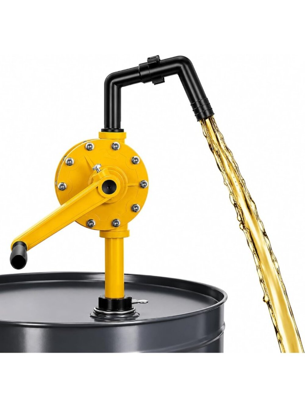 Manual Rotary Drum Pump for 55 Gallon Barrels - 10 GPM Fluid Transfer for Water